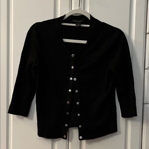 White House Black Market Elegant Black Cardigan short sleeves